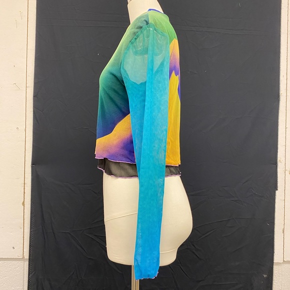 Colourful mesh layered long sleeve top Expired Girl - Picture 3 of 7